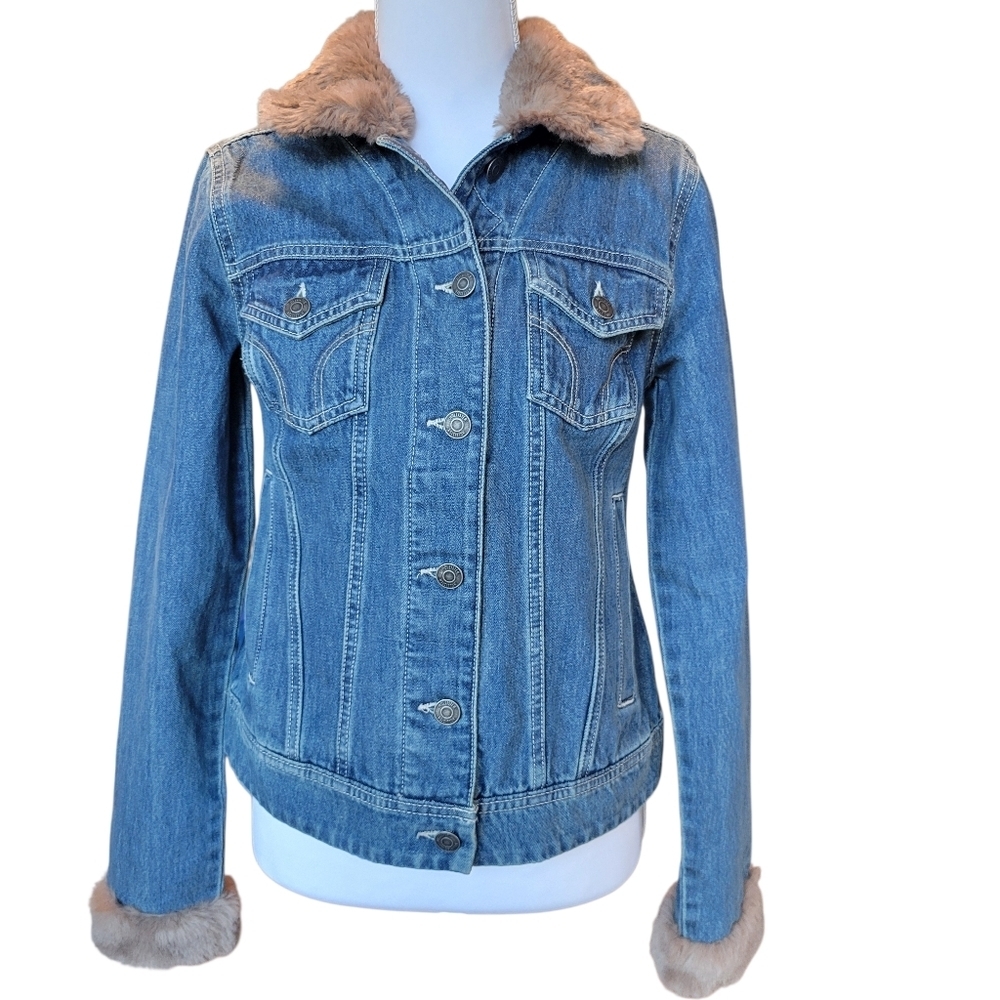 Hollister Jean Jacket With Faux Fur Trim - Picture 2 of 9